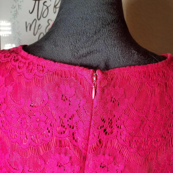 XXI Forever 21 Juniors Size Medium Fuscia Pink Lace Dress - Picture 8 of 12